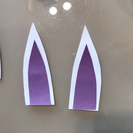 Paper Plate Bunny Mask - ears with purple