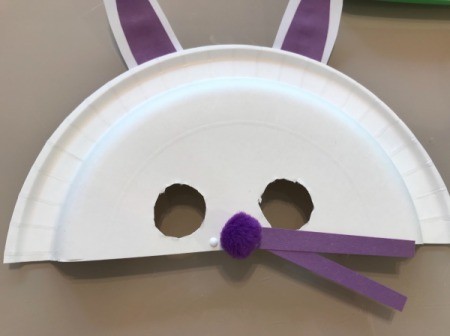 Paper Plate Bunny Mask - adding purple whiskers