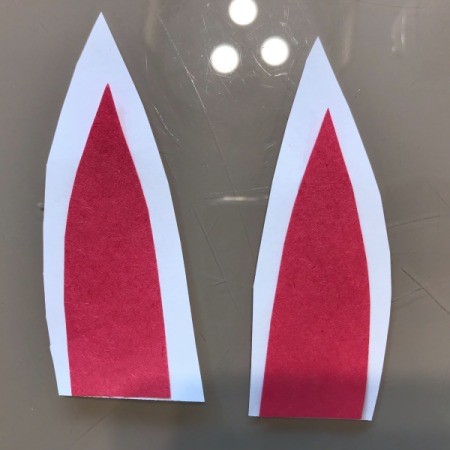 Paper Plate Bunny Mask - ears with red