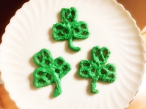 3 Shamrock Pretzels on plate