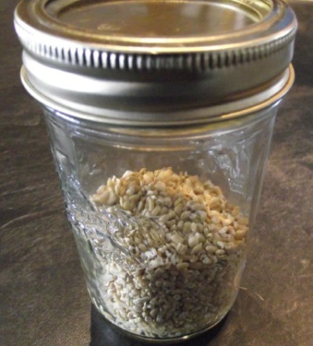 jar with moistened steel cut oats