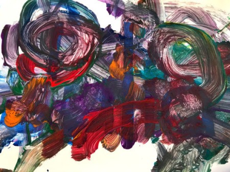 Kid's Name Painter's Tape Art Project - taped area completely covered