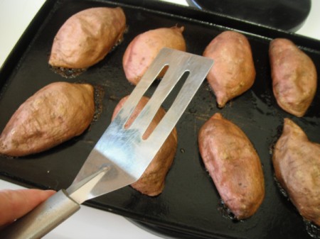Baked Sweet Potato Halves on baking tray