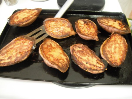 flipped Baked Sweet Potato Halves