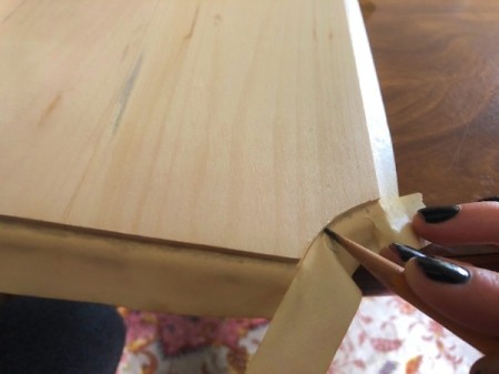DIY Chalkboard Paint - use a pencil or tool to get tape into small areas