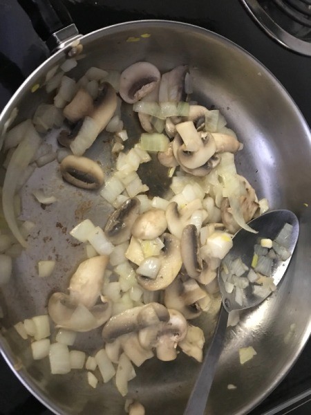 sauteing mushrooms and onion