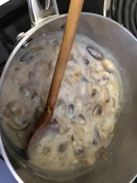 Mushrooms added to sauce