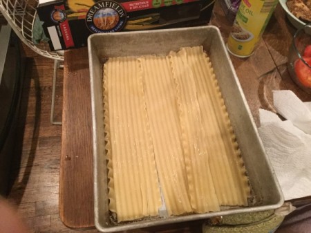 Lasagna in baking pan