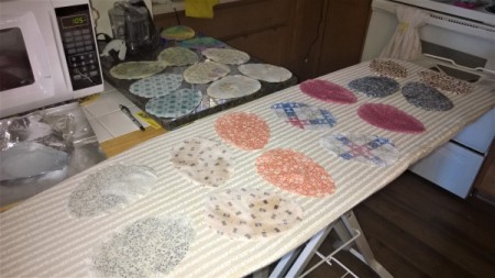 Flat and Fancy Hanging Egg Decorations - eggs on ironing board