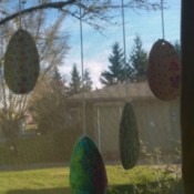 Flat and Fancy Hanging Egg Decorations - closeup of hanging eggs