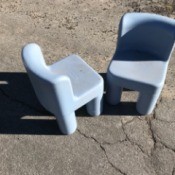 Two plastic children's chairs from an estate sale.