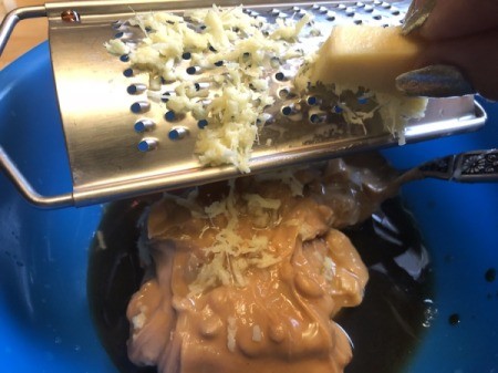 grating garlic