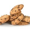 Stack of Hard chocolate Cookies on white background