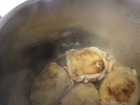 browning Chicken in pan