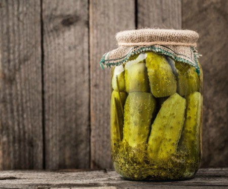 Pickles in a jar.