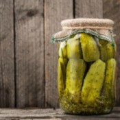 Pickles in a jar.
