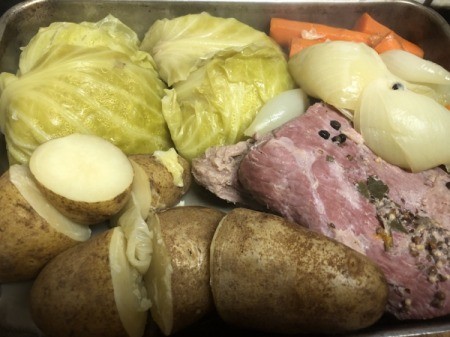 Corned Beef and veggies in pan