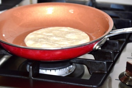 tortilla browning in pan