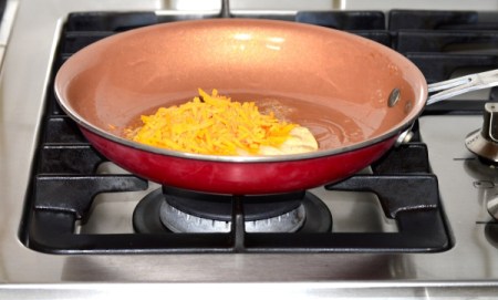 cheese added to tortilla