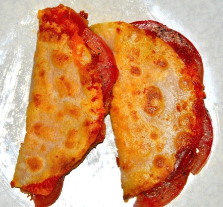 tomatoes added inside Crispy Cheese Tortillas