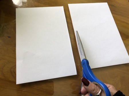 Folded Paper Bunny Corner Bookmark - into 2 pieces along the fold, reserve one piece for later