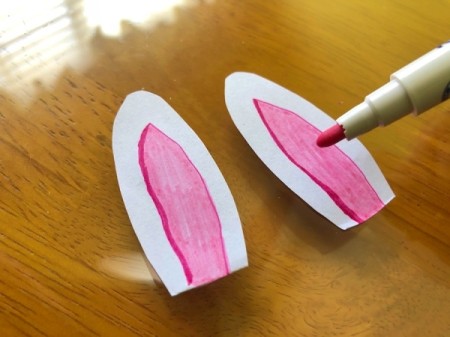 Folded Paper Bunny Corner Bookmark - color the inner ear pink