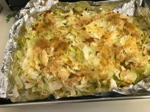 Baked Cabbage on foil lined baking sheet