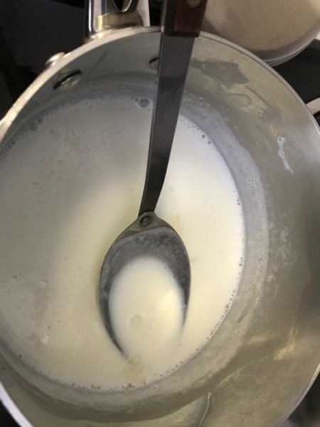 thickening milk in pan