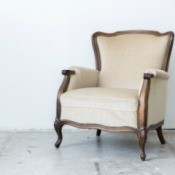 Vintage wooden upholstered chair.