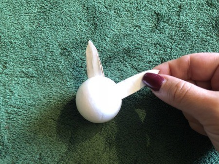 Styrofoam Ball Bunny Statue - stick the ears into the slots
