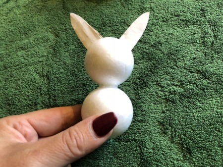 Styrofoam Ball Bunny Statue - glue head to body using hot glue
