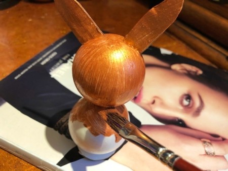 Styrofoam Ball Bunny Statue - paint the bunny, let dry and apply a second coat