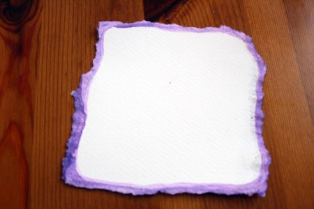 Floral Art Greetings Card - paint the back side of the edge as well to make sure paint soaks in to torn edge