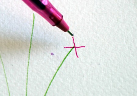 Floral Art Greetings Card - draw a pink X