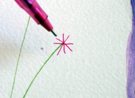 Floral Art Greetings Card - draw a + to make a star shape