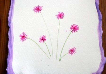 Floral Art Greetings Card - repeat flower pattern, add shorter stems if desired to balance image