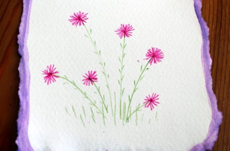 Floral Art Greetings Card - add vertical lines for grass