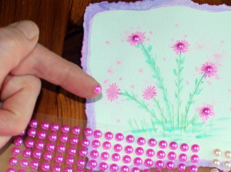 Floral Art Greetings Card - add sticky gems to the flower centers