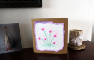 Floral Art Greetings Card - card standing on a table top