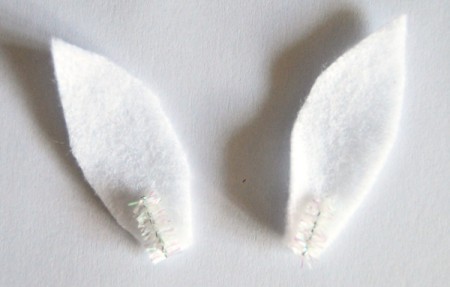 Chocoholic Easter Bunny Card - felt bunny ears with a piece of pipe cleaner glued to base