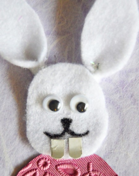 Chocoholic Easter Bunny Card - glue on eyes, add nose and mouth with pen and cut two teeth from cardstock and glue in place