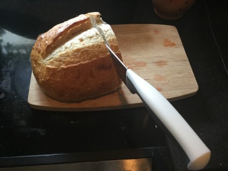 cutting slices of bread