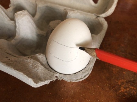 Standing Ninja Eggs - draw an oval on the front of the egg