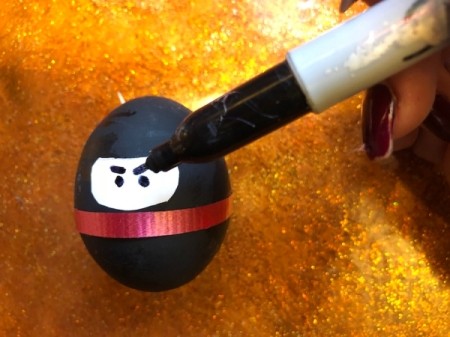 Standing Ninja Eggs - draw on eyes and eyebrows