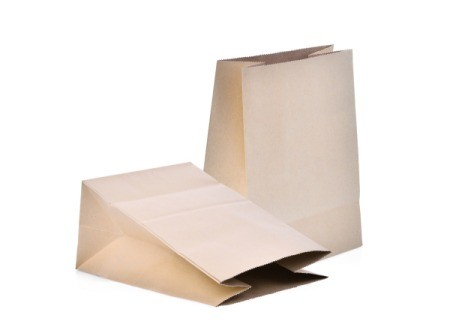 Paper grocery bags on a white background