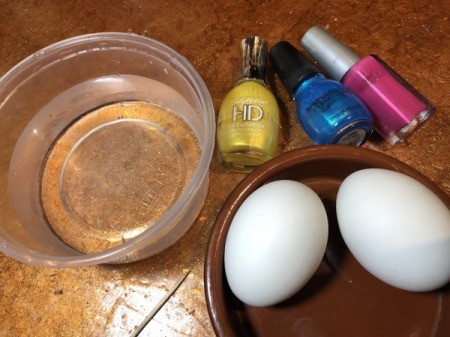 Nail Polish Marbled Eggs - supplies