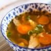Chicken and vegetable soup in a bowl