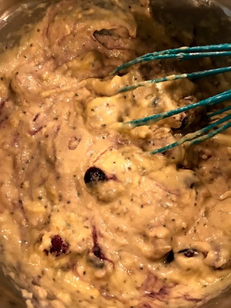 berries mixed in batter