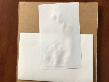 Silhouette Bunny Card - put glue on the wrong side with the outline of the bunny