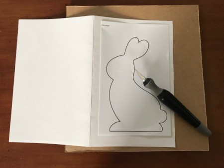 Silhouette Bunny Card - use knife to cut away the bunny shape
